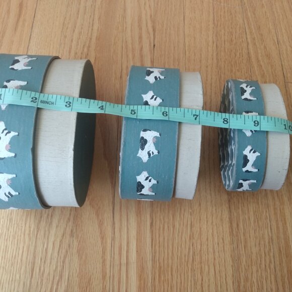 Vintage Nesting Shaker Boxes Hand Painted Cows Country Farmhouse Decor - Picture 10 of 12